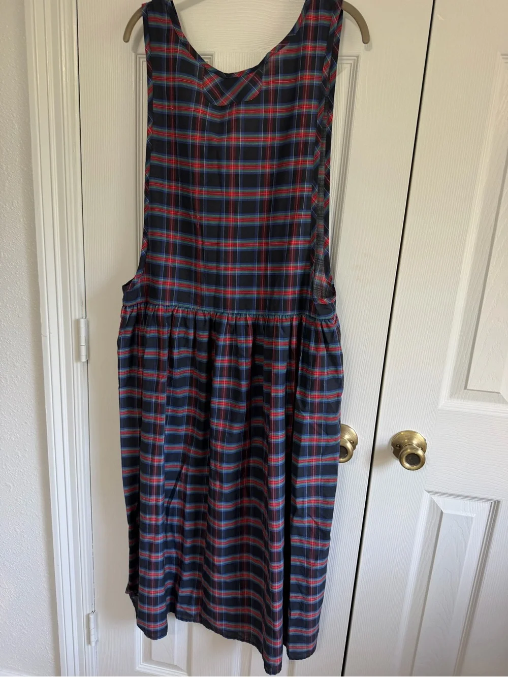Vintage 90’s Mandy Plaid Maxi Dress Womens M dark academia Prairie Pinafore